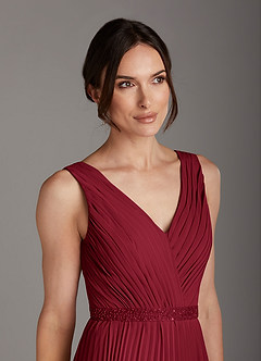 Azazie Kris Mother of the Bride Dresses Burgundy A-Line Sequins Chiffon Dress image6