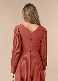 Azazie Zina Mother of the Bride Dresses Terracotta A-Line Pleated Chiffon Dress image6
