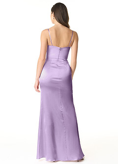 Azazie Sukia Bridesmaid Dresses Lilac Mermaid Pleated Metallic Satin Dress image2