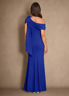Azazie Myers Mother of the Bride Dresses Royal Blue Mermaid Pleated Stretch Crepe Dress image2