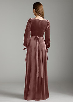 Azazie Leonia Brautjungfernkleider A-Linie Langarm Samt Kleid Espresso image7