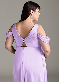 Azazie Rhea Maternity Bridesmaid Dresses A-Line Off-The-Shouler Pleated Stretch Satin Floor-Length Dress image13