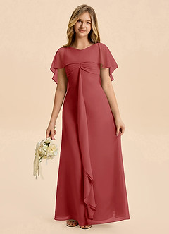 Azazie Selena Junior Rust A-Line Ruched Chiffon Dress image6
