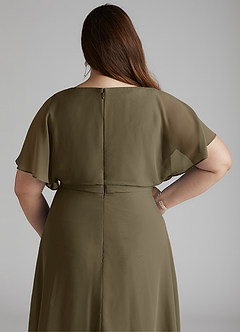 Azazie Aaliyah Modest Bridesmaid Dresses A-Line Scoop Pleated Chiffon Floor-Length Dress image10