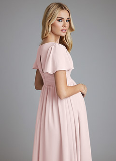 Azazie Verna Maternity Bridesmaid Dresses A-Line V-Neck Ruched Chiffon Floor-Length Dress image7