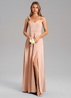 Azazie Everett Bridesmaid Dresses Rose Gold A-Line Stretch Satin Dress image5