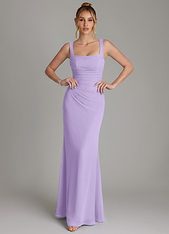 Azazie Agustina Bridesmaid Dresses Lilac Mermaid Corset Chiffon Dress image3
