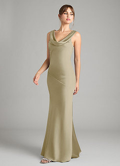 Azazie Rylina Bridesmaid Dresses Moss Green Mermaid Stretch Satin Dress image4