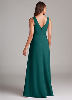 Azazie Nelly Bridesmaid Dresses Peacock A-Line Pleated Chiffon Dress image5