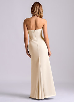 Azazie Debby Vestidos de damas de honor Vestido de Alabastro Blanco de Gasa de Corte Sirena con Sin tirantes image2