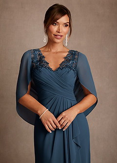 Azazie Santa Clara vestidos de madre de la novia Vestido Azul Marino Oscuro de Encaje de Corte en A image6