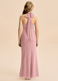 Azazie Velli Junior Meerjungfrau-Linie Hoher Kragen Chiffon Kleid Altrosa image2