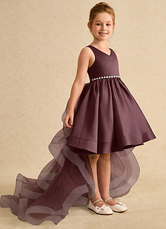 Azazie Julietta Blumenmädchenkleider Ballkleid Cabrio Tüll Kleid Sangria image3
