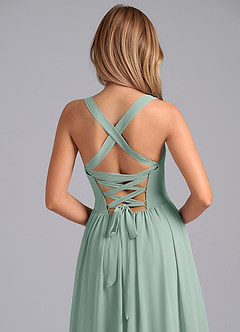 Azazie Francis At-home Try On Dresses Agave A-Line Corset Chiffon Dress image7