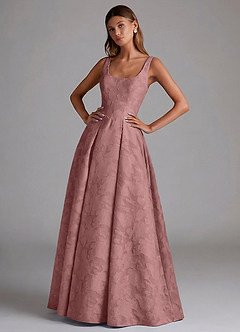 Azazie Amalie Brudtärnklänningar Klä av A-Linje i Blommig Utbrändhet Plisserad Dammig Ros image1