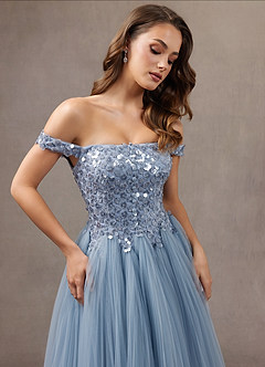 Ariella Powder Blue Shimmer Maxi Dress image2