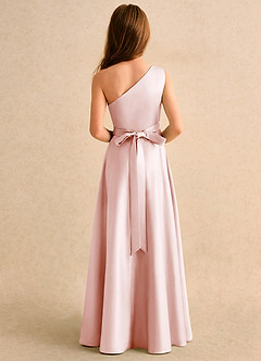 Azazie Puddles Junior Formal Sukienki dla dziewczynek sypiących kwiaty Linia A Jedno ramię Matowy satynowy Długość podłogi Sukienka image3