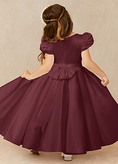 Azazie Jewel vestidos de niña de las flores Vestido de Cabernet de Satin Mate de Vestido de gala con Plisado image2