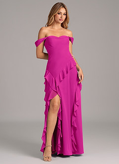 Azazie Sloane Brautjungfernkleider A-Linie Herzausschnitt Chiffon Kleid Fuchsia image4