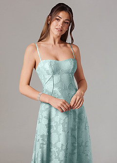 Azazie Valentine Bridesmaid Dresses Mist A-Line Sweetheart Neckline Floral Burnout Dress image2
