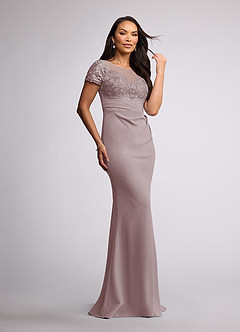 Azazie Susan Mother of the Bride Dresses Vintage Mauve Sheath Lace Stretch Crepe Dress image2