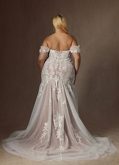 Azazie Leilani Wedding Dresses Diamond White Cocoa Mermaid Sequins Tulle Dress image14