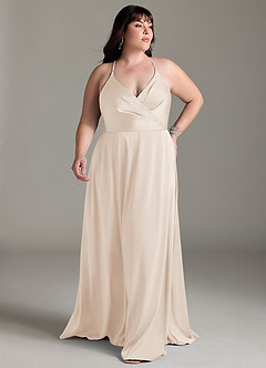 Azazie Davis Bridesmaid Dresses White Alabaster A-Line Pleated Stretch Satin Dress image7
