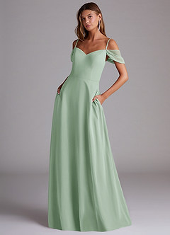 Azazie Marley Bridesmaid Dresses Agave A-Line Off the Shoulder Chiffon Convertible Dress image1