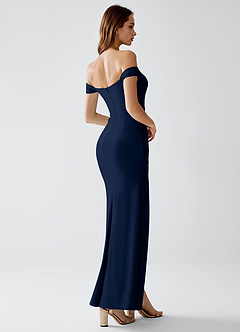 Robe Maxi Bleu Marine Foncé Crala image3