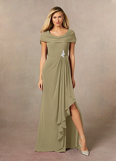 Azazie Mary Mother of the Bride Dresses Moss Green A-Line Side Slit Chiffon Dress image1