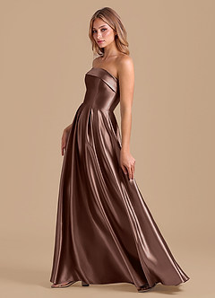 Azazie Lucienne Robes de demoiselle d'honneur Robe Trapèze en Satiné métallisé Plissée Expresso image6