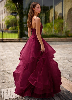 Spitze Burgundy Sheer Lace Prom Dress image5