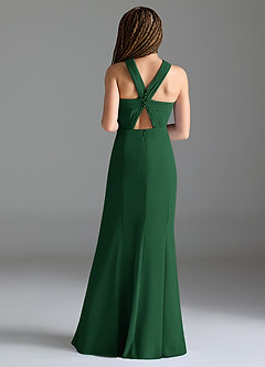 Azazie Rue Junior Dark Green Mermaid Side Slit Chiffon Dress image2