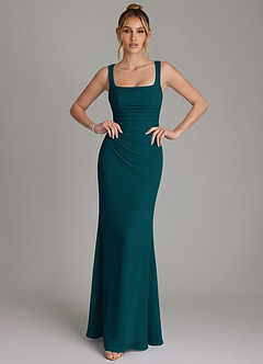 Azazie Agustina Bridesmaid Dresses Pine Mermaid Corset Chiffon Dress image3