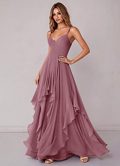 Azazie Zaina Bridesmaid Dresses Vintage Mauve A-Line Chiffon Dress image5