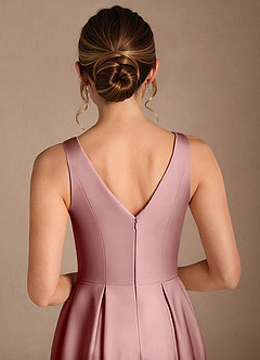 Azazie Fulton Mother of the Bride Dresses Dusty Rose A-Line Pleated Stretch Satin Dress image6