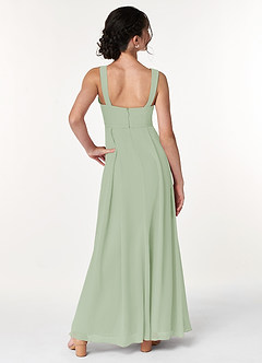 Azazie Simoan Junior A-Linie Herzausschnitt Chiffon Kleid Staubiger Salbeigrün image2