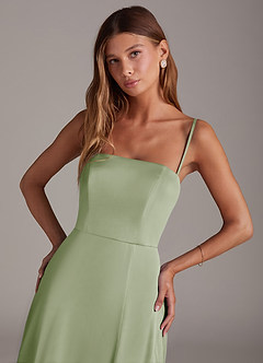 Azazie Wren Bridesmaid Dresses Dusty Sage A-Line Strapless Stretch Satin Convertible Dress image2
