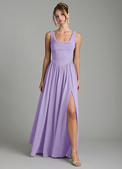 Azazie Novi Bridesmaid Dresses Lilac A-Line Pleated Chiffon Dress image1