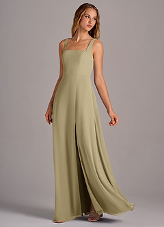 Azazie Debra Brautjungfernkleider Wandelbar A-Linie mit Taschen Chiffon Kleid Moosgrün image2