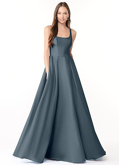 Azazie Neve Robes de demoiselle d'honneur Robe Princesse en Satin extensible avec poches Violet Crépusculaire image1