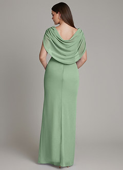 Azazie Hadley Vestidos de damas de honor Vestido de Matcha de Gasa de Corte Sirena con Plisado image1