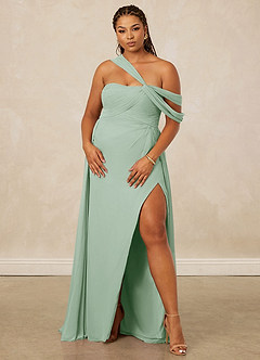 Christian Siriano Bridal for Azazie 1014 Bridesmaid Dresses Agave A-Line Off the Shoulder Chiffon Dress image12