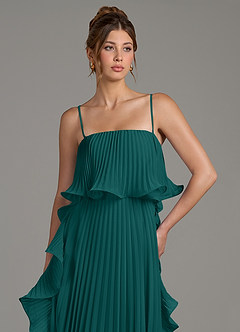 Azazie Alexia Bridesmaid Dresses Peacock A-Line Ruched Chiffon Dress image2
