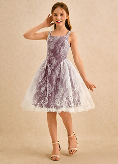 Azazie Cubbie Girls Formal Blumenmädchenkleider A-Linie Spitze Kleid Cabernetrot image1