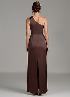 Azazie Zahira Bridesmaid Dresses Ganache Sheath One Shoulder Stretch Satin Dress image2