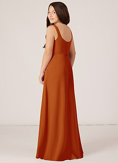Azazie Renee Junior Paprika A-Line Side Slit Chiffon Dress image4