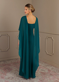Azazie Dion Mother of the Bride Dresses Peacock Sheath Scoop Stretch Crepe Dress image2