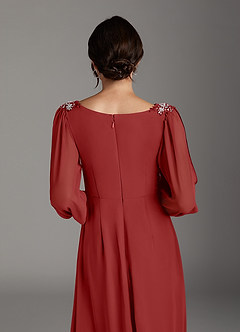 Azazie Gypsy Mother of the Bride Dresses Rust A-Line V-Neck Sequins Chiffon Dress image5