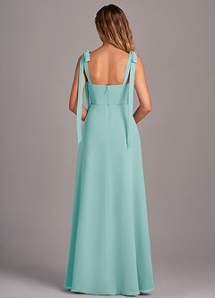 Azazie Debra Bridesmaid Dresses Aqua A-Line with Pockets Chiffon Convertible Dress image3